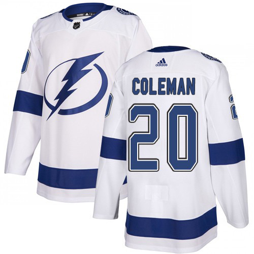 Adidas Tampa Bay Lightning Men #20 Blake Coleman White Road Authentic Stitched NHL Jersey